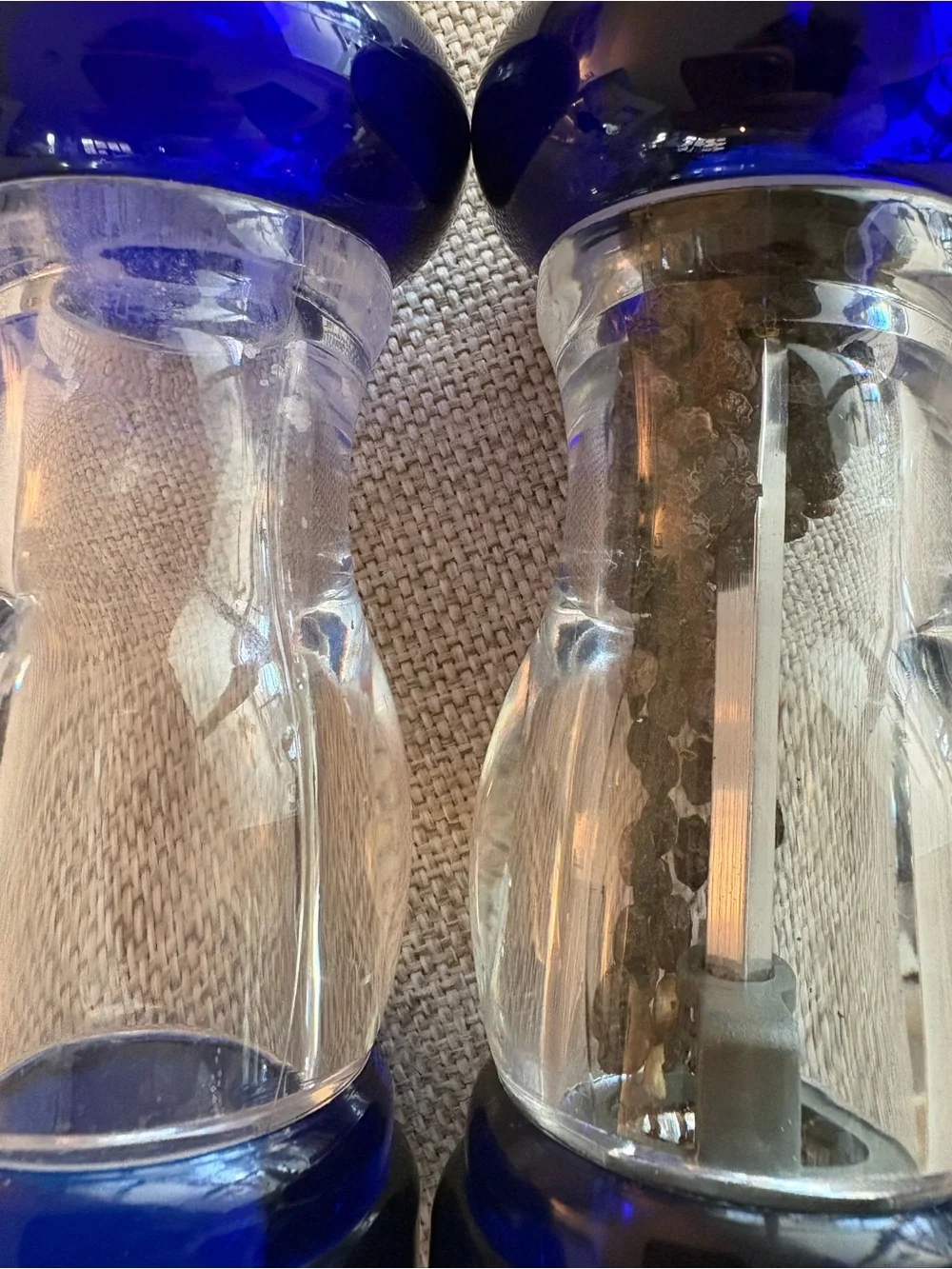 Vintage Olde Thompson Cobalt Blue Salt & Pepper Mill Set 5.5”